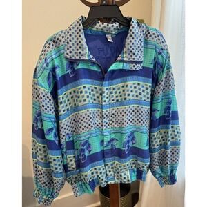 Fuda Sport International Petite M Silk Track Suit 2 Piece Set Blue Multicolor